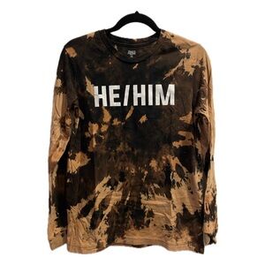 He/Him Thank U Marsha Bleach Dye Long Sleeve Shirt 🏳️‍⚧️ by Transfigure Print Co